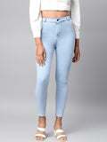 Code 61 Women Light Blue High-Waist Skinny Jeans