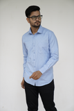 Huginn and Muninn Sky Blue Printed Semi Formal Long Sleeve Shirt
