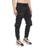 Fugazee Men Black Solid Nylon Zipped Cargo Pocket Track Pants