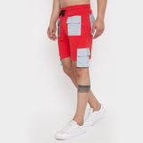 Fugazee Men Red Reflective Pockets Cargo Shorts