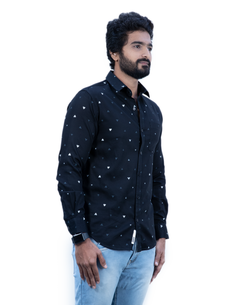Huginn and Muninn Black Casual Printed Full Sleeve Shirt