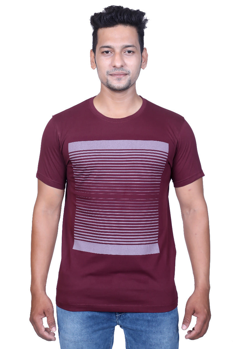 Tees Fashion Maroon Printed Half Sleeve T-shirt