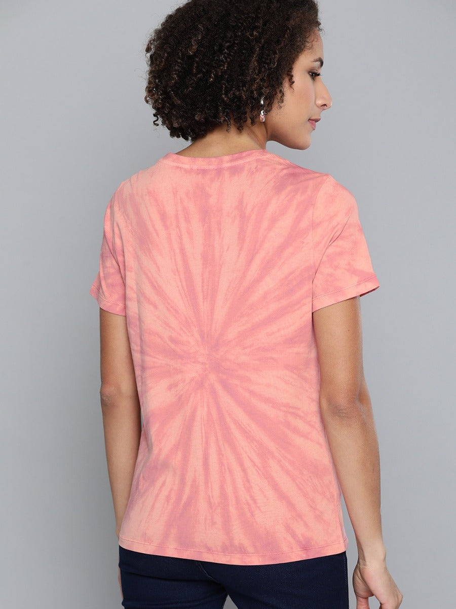 Uniqstop Women Pink Printed Regular Fit T-shirt