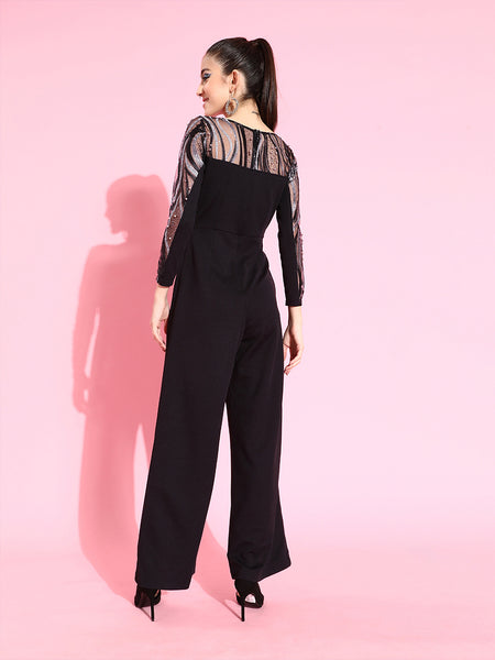Miss Chase You're My Distraction Pearl Embroidered Jumpsuit