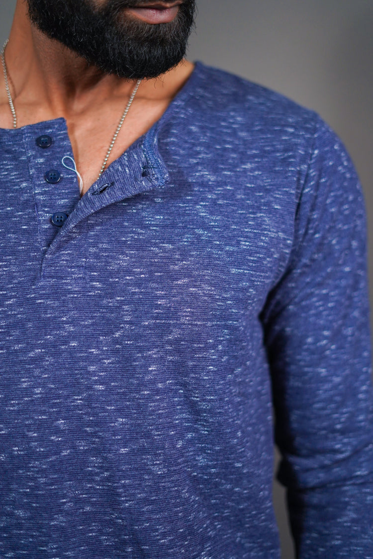 Tones Henley-Navy-Blue Full Sleeves T-shirt
