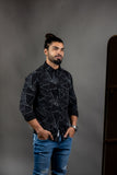 Huginn and Muninn Classical Fit Black Triangle Shirt & Black Printed Shirt for Men