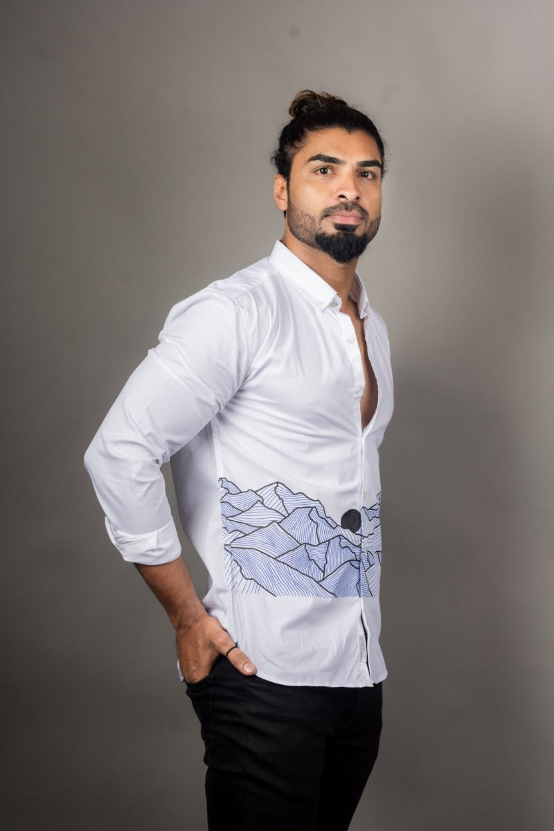 Snitch White Sunset Themed Classy Shirt for Men
