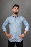 Huginn and Muninn Exclusive plain Blue Semi Formal Shirt For Men