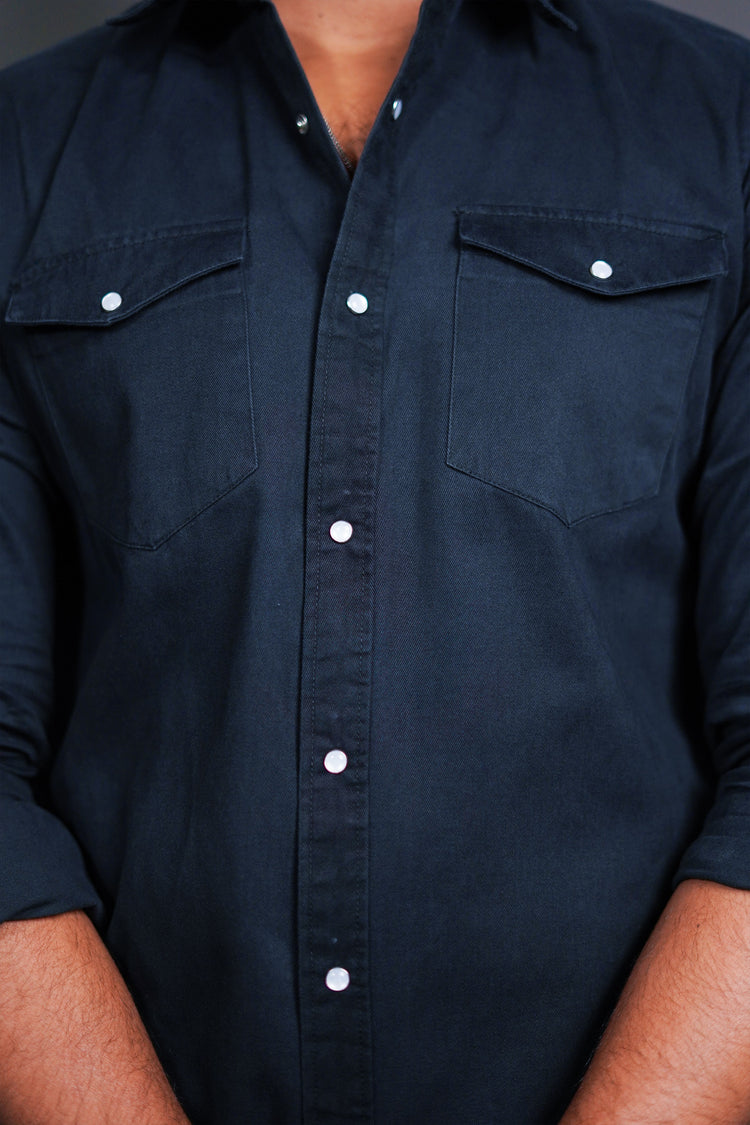Tones Double-Pocket Black Shirt