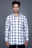 TJ's Men Checked White Casual Slender Fit Shirt