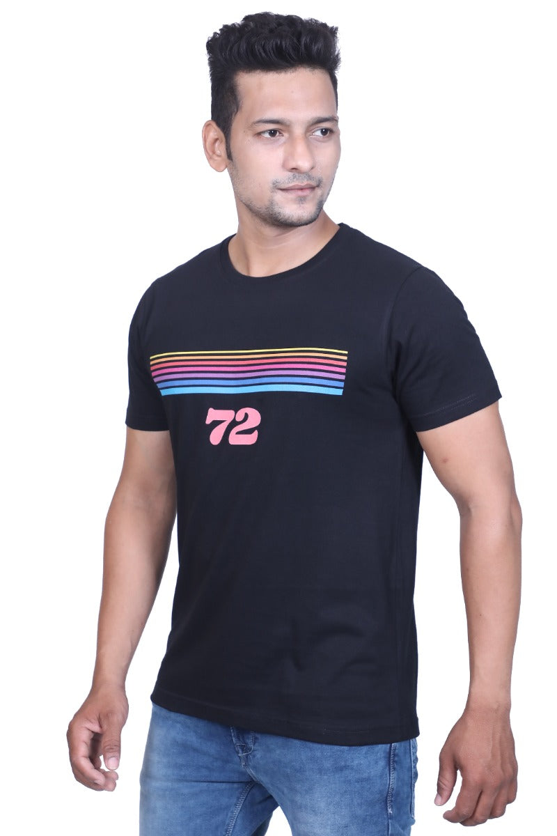 Tees Fashion Black Printed Half sleeve T-shirt for Men