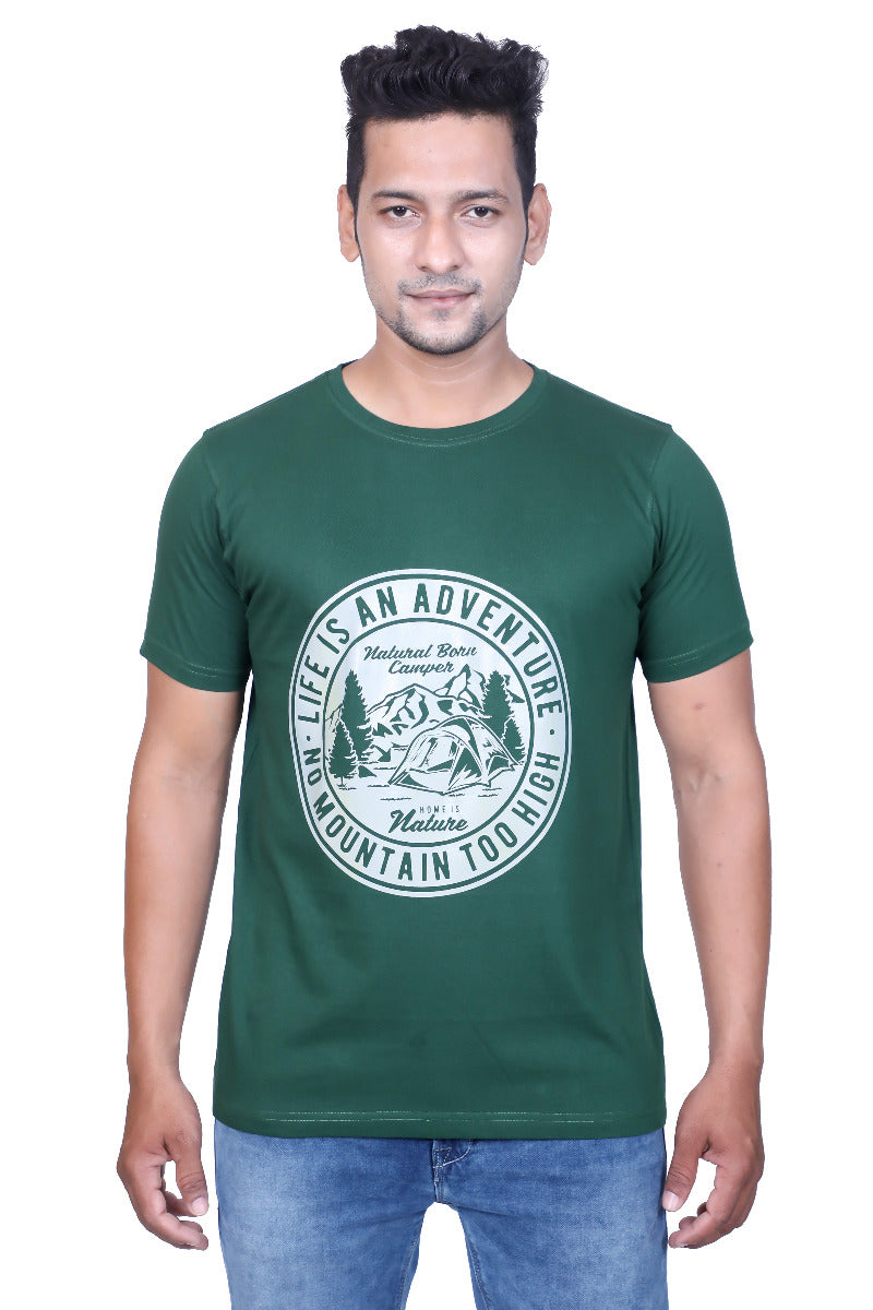 Tees Fashion Green Printed Half Sleeve T-shirt