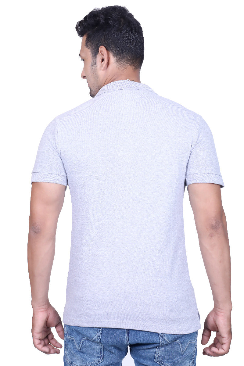Tees Fashion Ash Solid Polo Neck T-shirt
