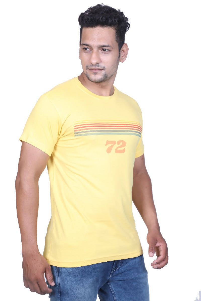 Tees Fashion Yellow Printed Half Sleeve T-shirt