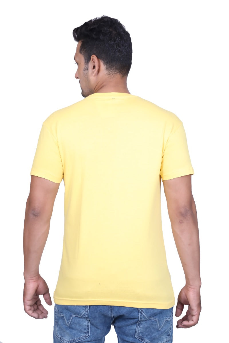 Tees Fashion Yellow Printed Half Sleeve T-shirt