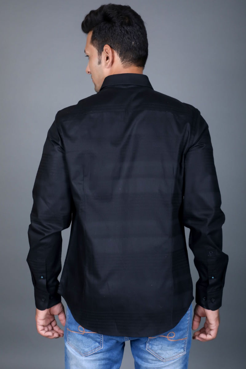 UCB Mens Casual Solid Black Long Sleeve Shirt