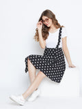 Berrylush Black Polka Dot Print Skirt With Shoulder Straps