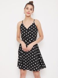 Berrylush Black and White Polka Dot Printed Mini Dress