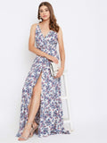 Berrylush Women White Ditsy Floral Print Maxi Dress