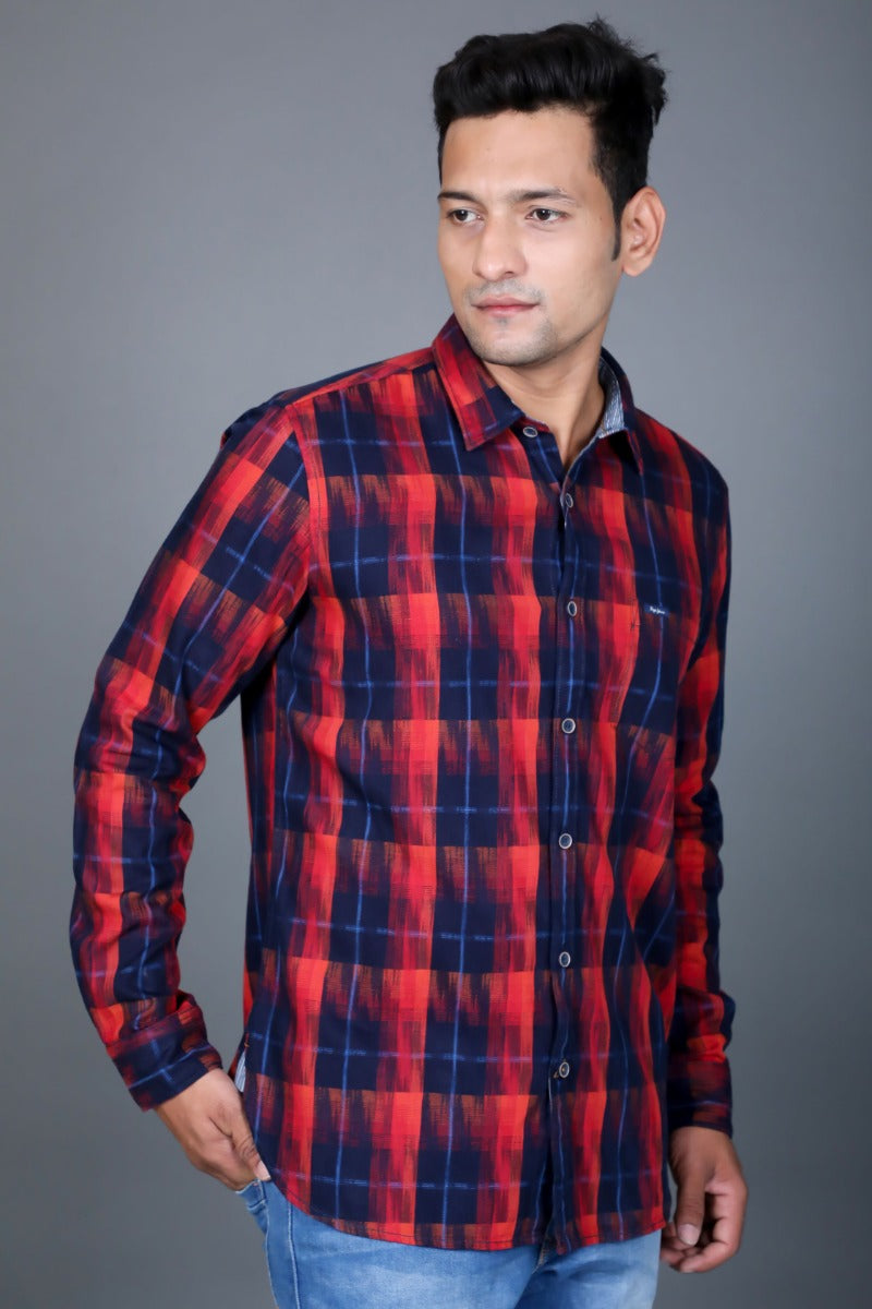PEPE JEANS Red & Blue Checked Long Sleeve Casual Shirt