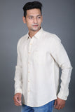 PEPE JEANS Casual White Solid Long Sleeved Shirt for Men