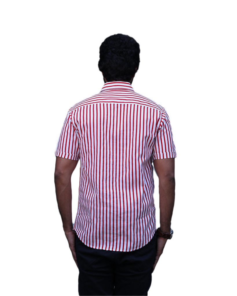 Huginn and Muninn Candy Cane Striped Linen Half Sleeve Shirt