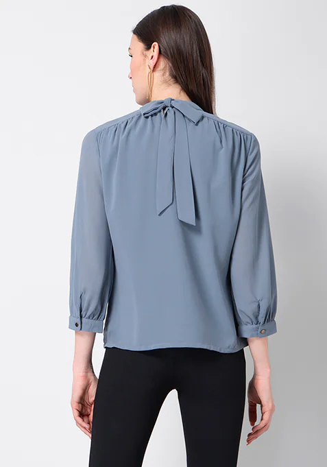 Faballey Blue Back Tie Classic Top