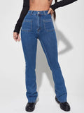 Off Duty 90’S Blue Vintage Pocket Flare High Waist Tall Jeans