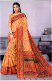 Aesha Bandhan Light orange coloured saree with floral prints and intricate border