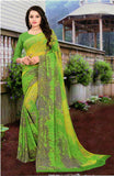Kaasni Amaira's Uniquely designed yellow-green saree.