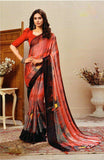 Satyam Laher Red saree with seamless patterns