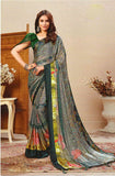 Satyam Laher Grey shaded saree with colourful leaf prints