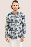 Snitch Blue Floral Printed Stylish Summer Wear Shirt for Men