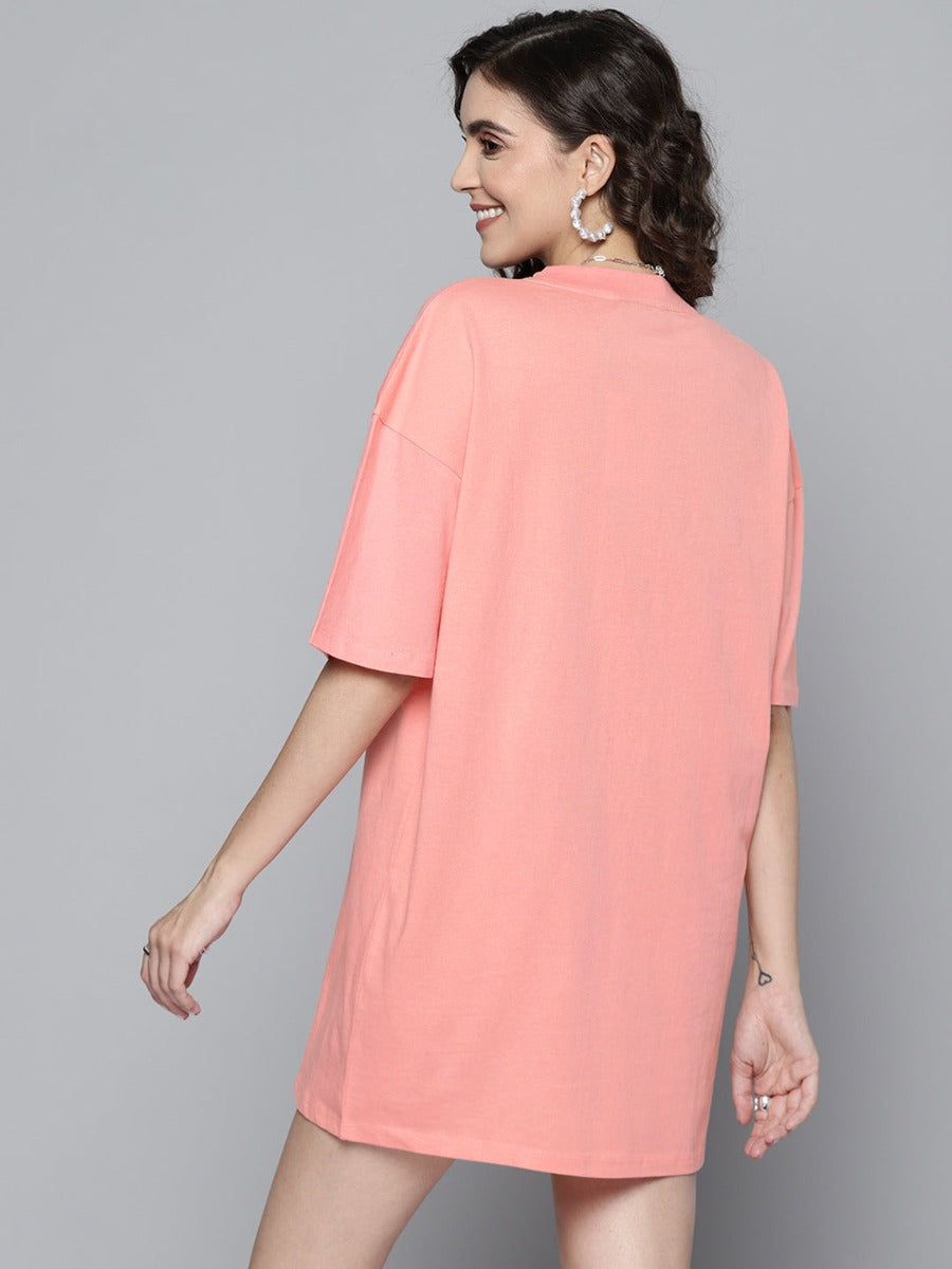 Gozars Women Pink BEST VERSION OF YOURSELF T-Shirt Dress