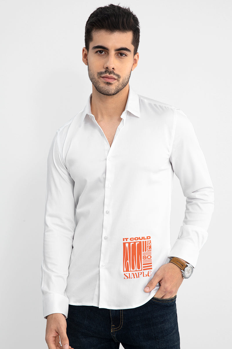 Snitch Men's Martin Styled White Casual Slim Fit Shirt