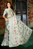 Shivalaya's Shining Grey Floral Printed Saree