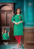 Namoh Urvashi Fresh Green Embroidered Rayon Designer Straight Kurta