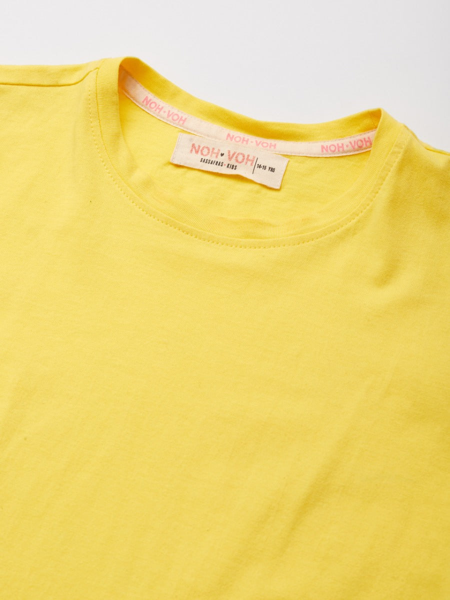 Gozars Girls Yellow Schiffli Detail T-shirt
