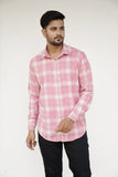 Huginn and Muninn Rouge Pink Casual Checked Long Sleeve Shirt