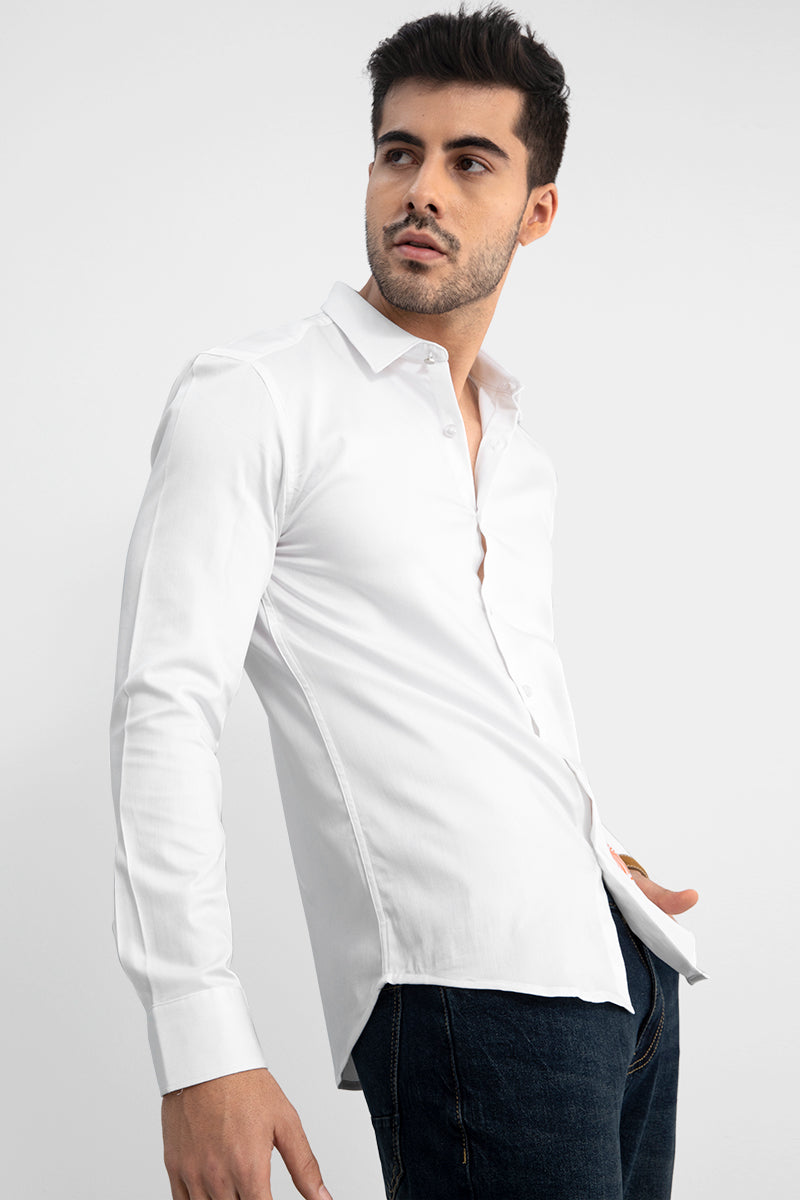 Snitch Men's Martin Styled White Casual Slim Fit Shirt