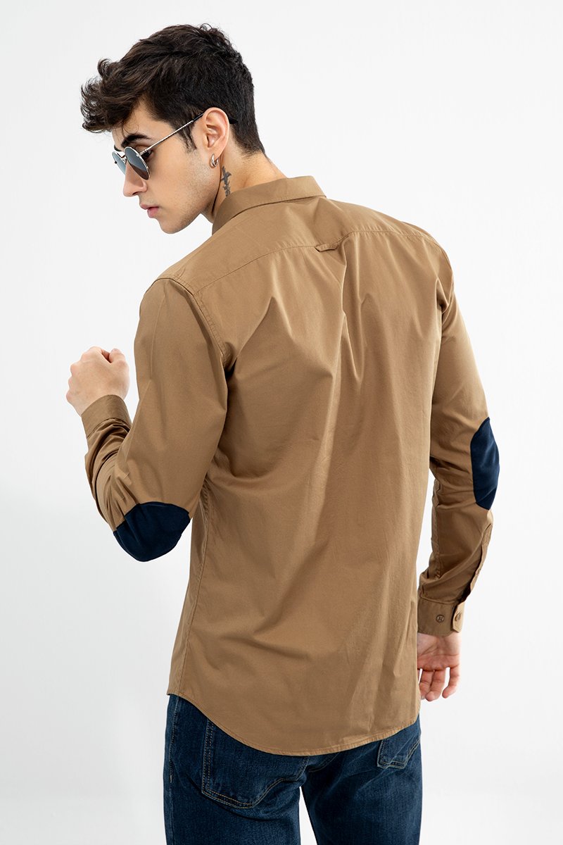 Snitch Quinate Khaki Solid Casual Full Sleeve Shirt for Men