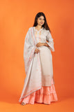 Kalki Mauve Printed Kurta Set with Dupatta and Orange Sharara Pants